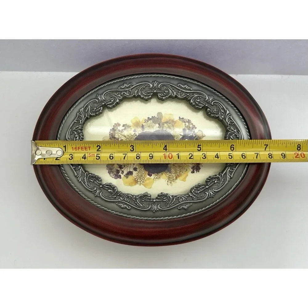 Jewelry Trinket Box Dried Pressed Wildflowers Oval Picture Frame Cottagecore